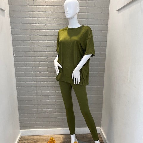 Olive Oversized Top and Leggings Set