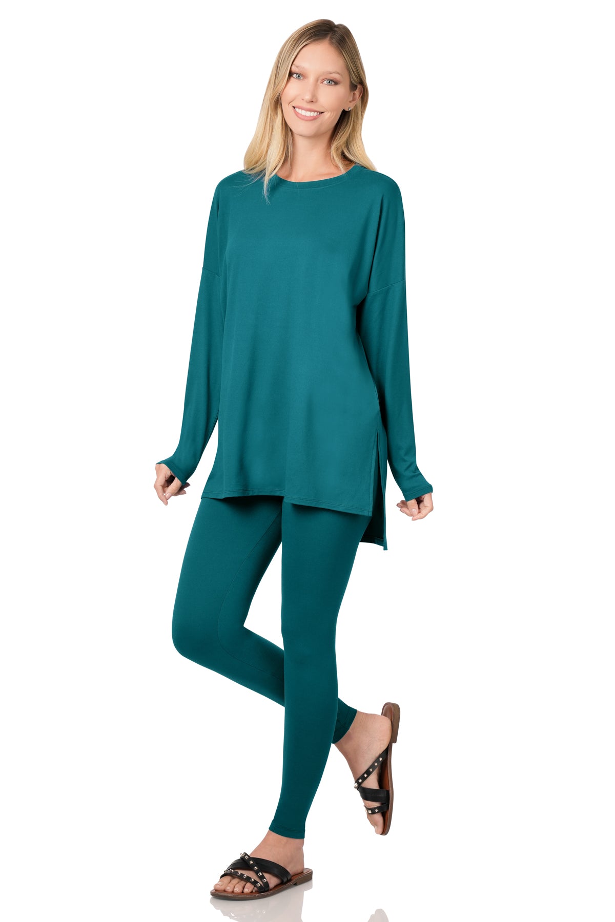 Long Sleeve Teal Butter Soft Leggings Set