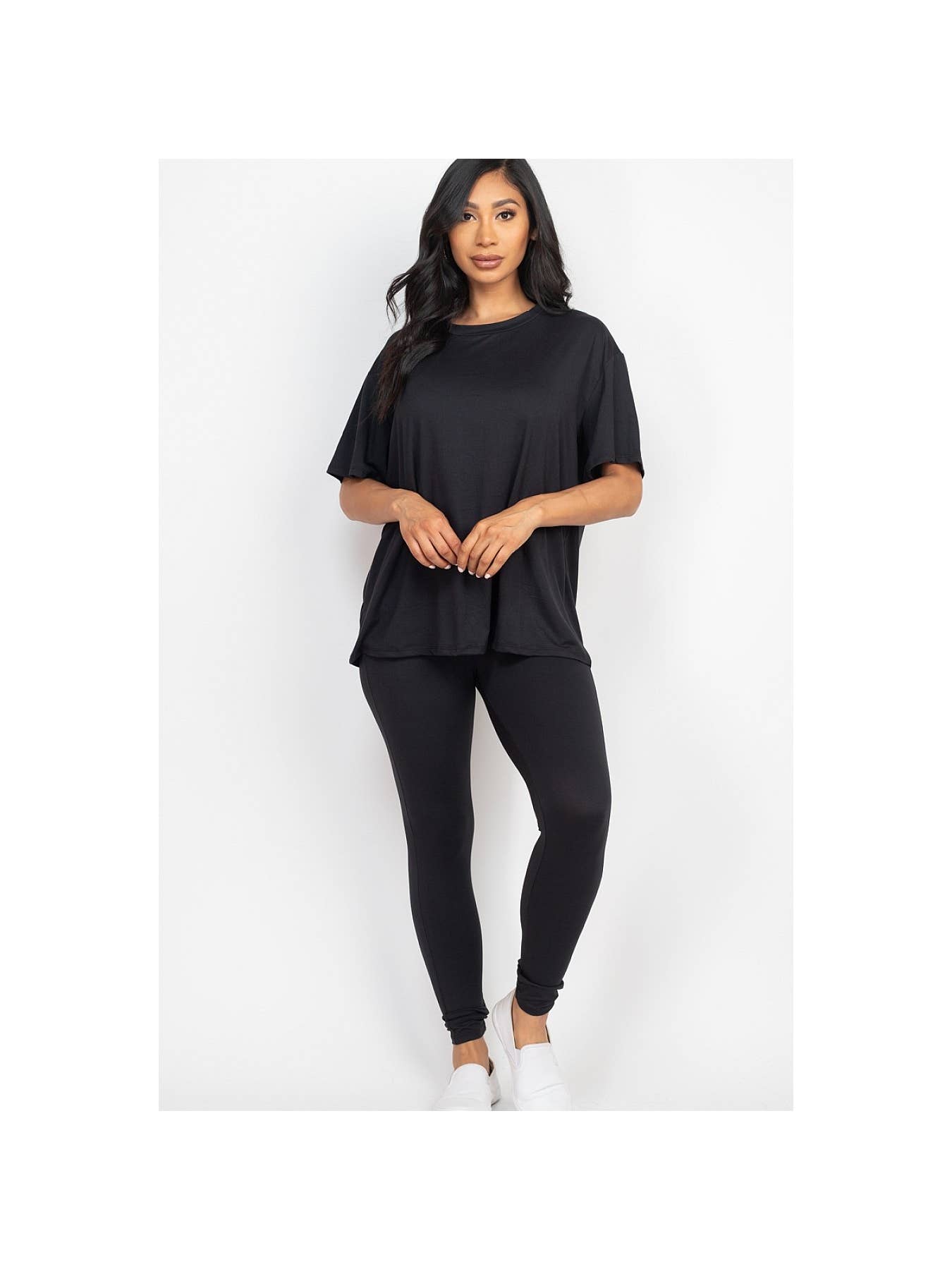 Black Oversized Top & Leggings Set