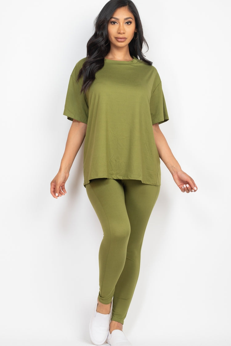 Olive Oversized Top and Leggings Set