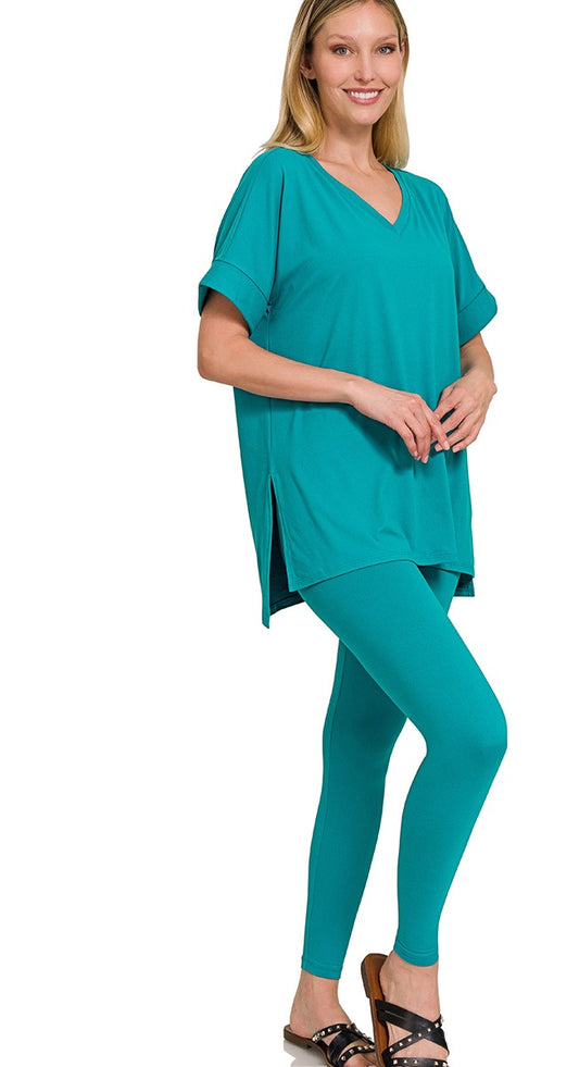 Cuff It Lt Teal Butter Soft Leggings Set